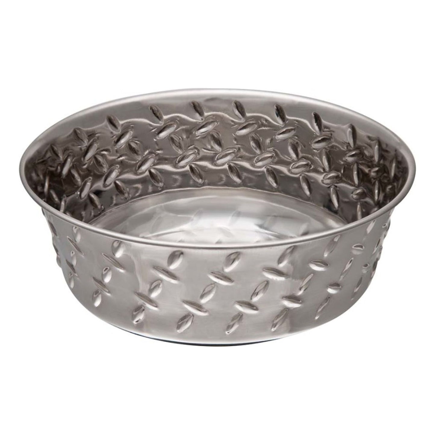 Loving Pets Diamond Plate Bowls with Non Skid Bottom Dog Dish Bowl Silver