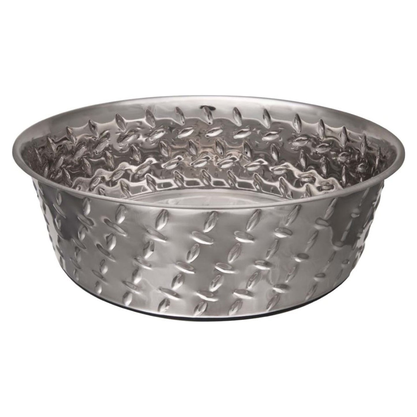 Loving Pets Diamond Plate Bowls with Non Skid Bottom Dog Dish Bowl Silver