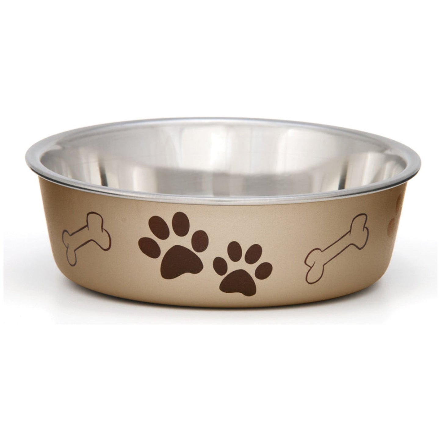 Loving Pets Metallic Dog Bowl Champagne Finish Durable and Stylish Pet Feeding Dish