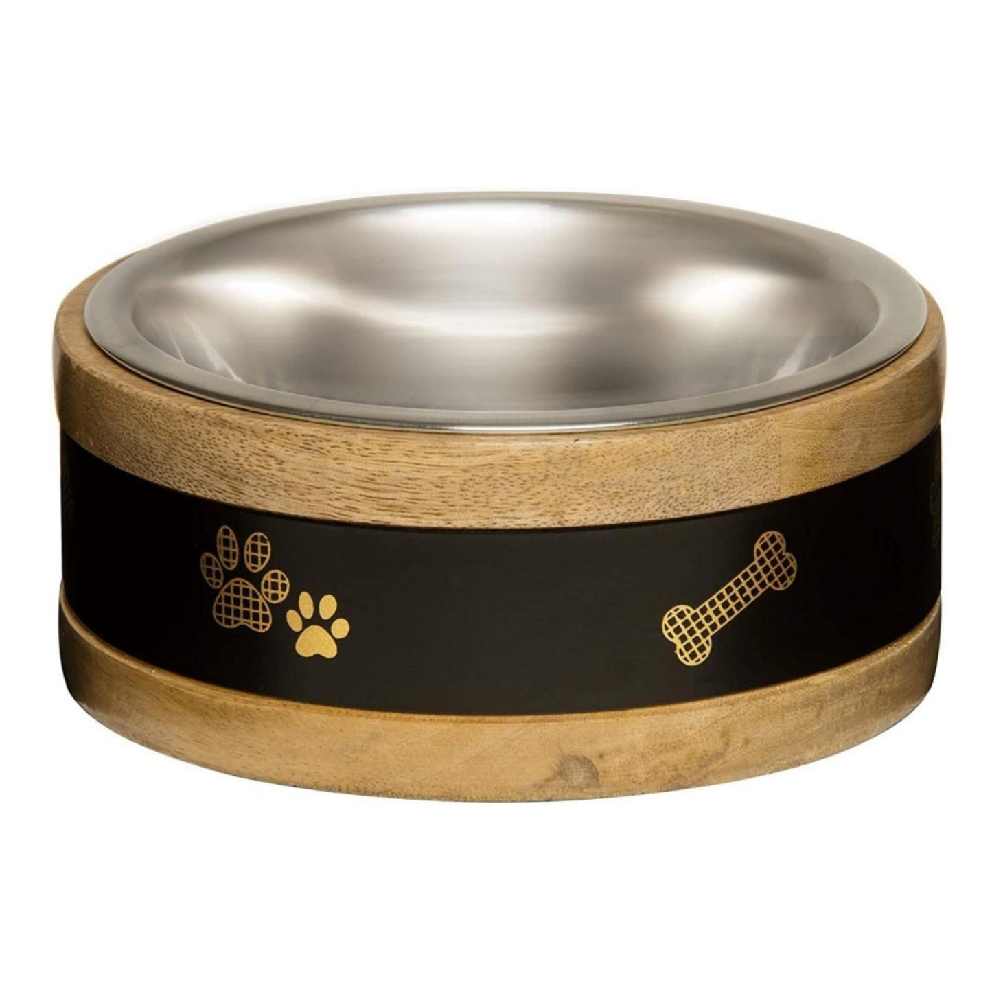 Loving Pets Black Label Wooden Ring Dog Bowl & Holder with Durable Design