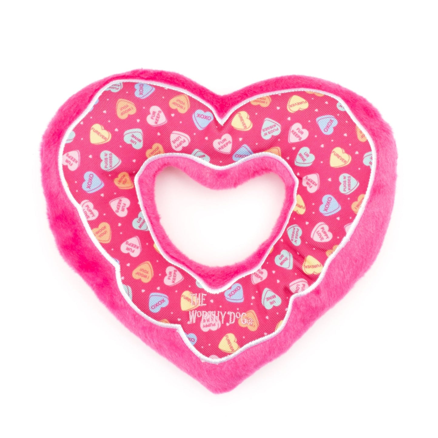 The Worthy Dog Puppy Love Heart Plush Toy for Dogs and Pups