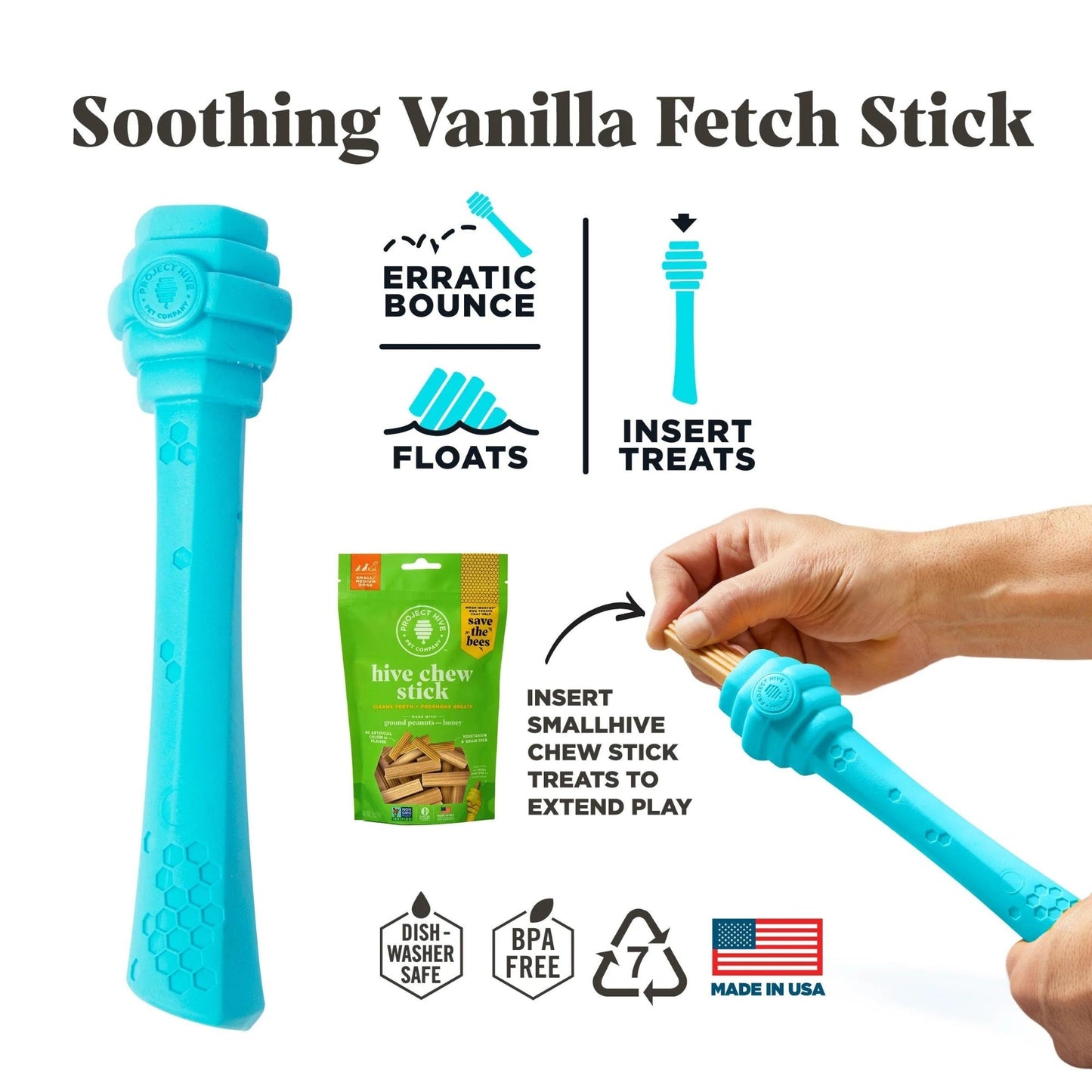 Project Hive Fetch Stick Scented Medium Dog Toy with Natural Aromas for Active Play