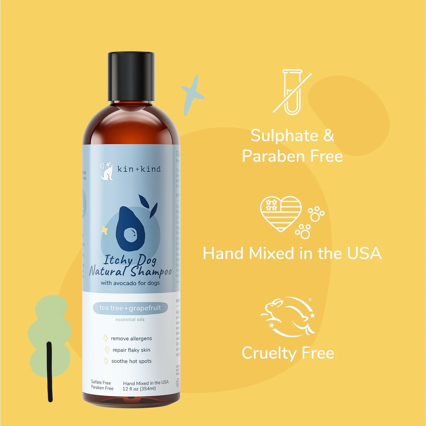 Kin+Kid Shampoo Itchy Dog 12oz. Teatree/Grapefruit
