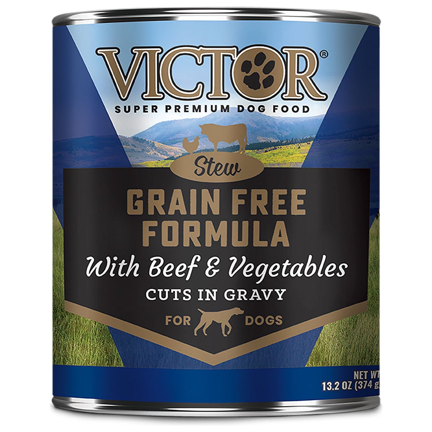Victor Super Premium Dog Food Grain Free Wet Dog Food Beef & Vegetable in gravy 13.2oz