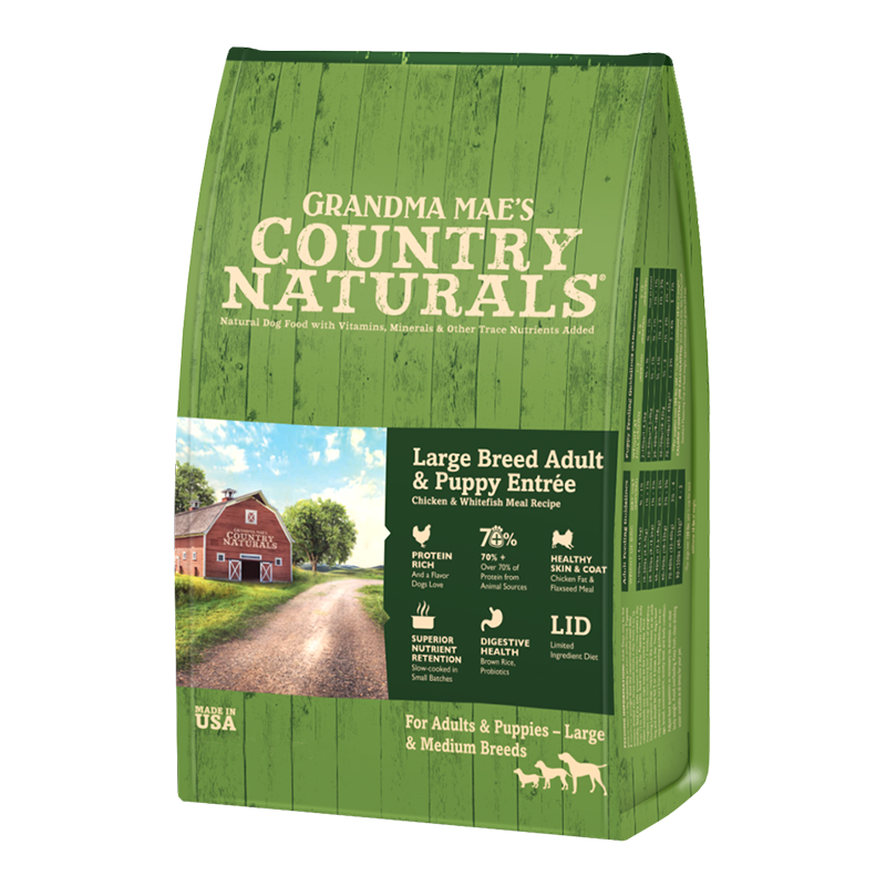 Grandma Mae's Country Naturals Large Breed Adult & Puppy Entrée Dry Dog Food Chicken & Rice
