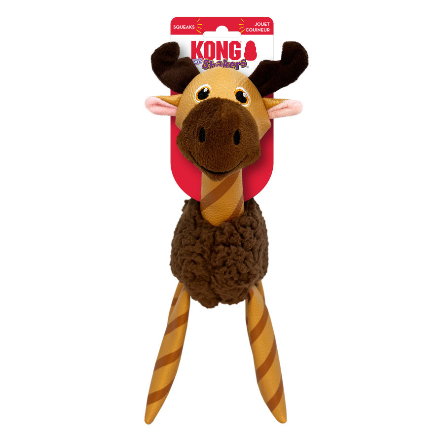 KONG Shakers Floofs Plush Dog Toy Moose, Soft Squeaky Chew Toy for Dogs
