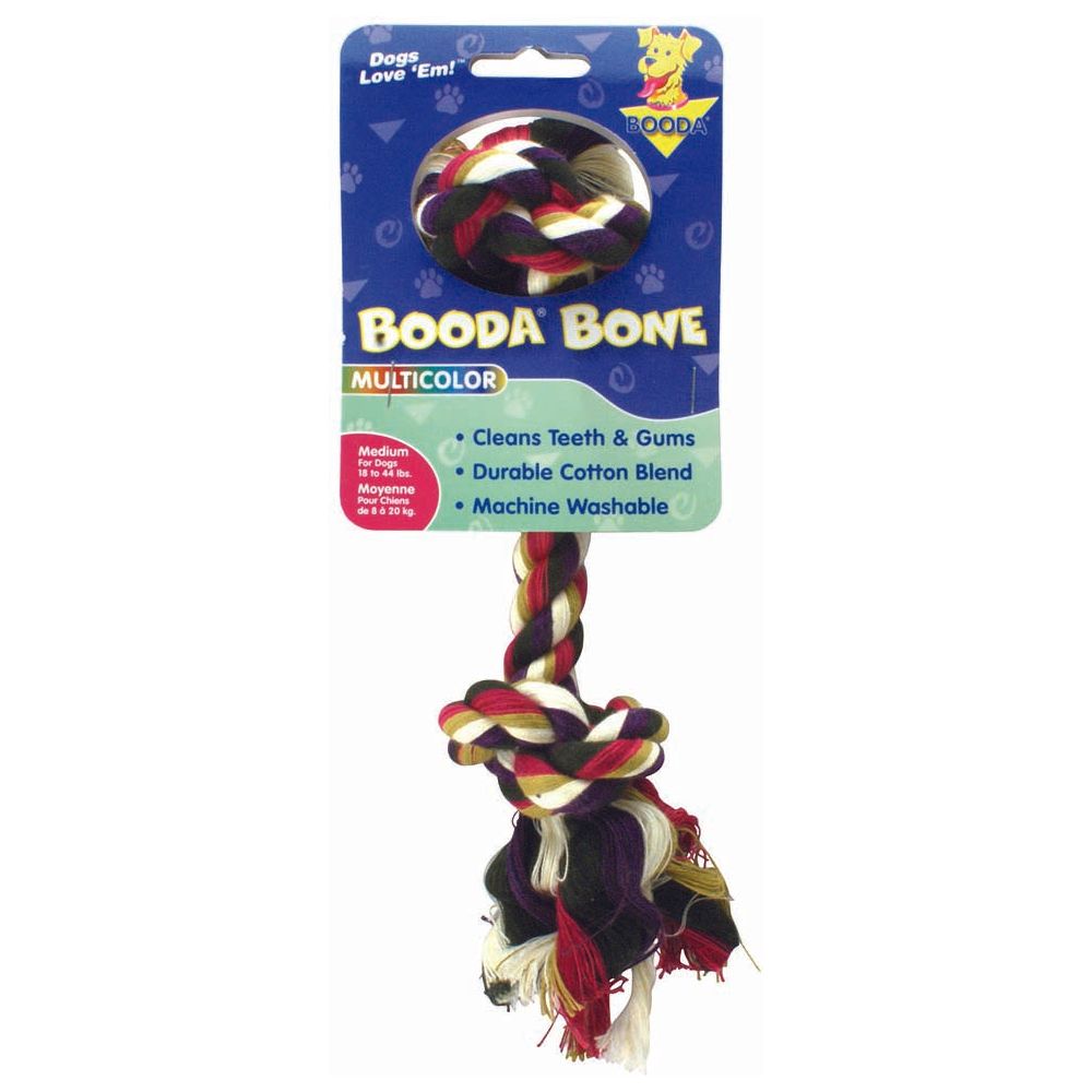 Booda 2-Knot Rope Bone Dog Toy Multi-Color Durable Chew Toy for Dogs