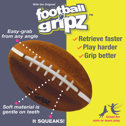 Nylabone Power Play Dog Football Gripz Durable Chew Toy for Medium and Large Dogs