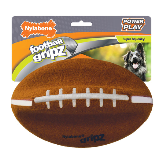 Nylabone Power Play Dog Football Gripz Durable Chew Toy for Medium and Large Dogs