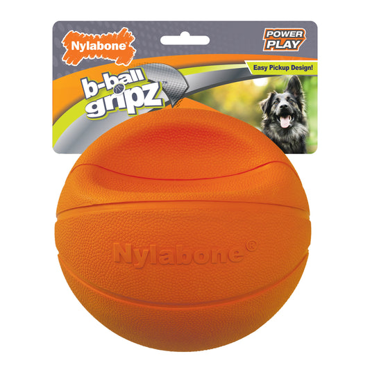 Nylabone Power Play Dog Basketball B-Ball Gripz Durable Chew Toy for Medium to Giant Dogs