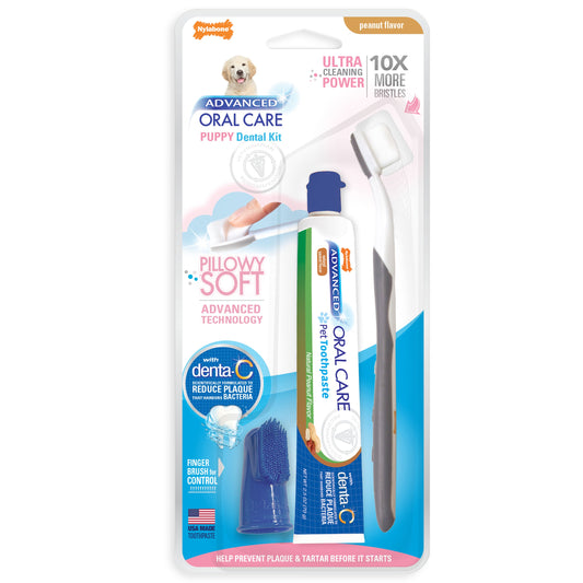 Nylabone Advanced Oral Care Dog Dental Kit with Soft-Bristle Toothbrush and Treat