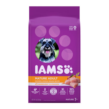 IAMS Mature Adult Senior Dry Dog Food Real Chicken Formula for Healthy Aging Dogs