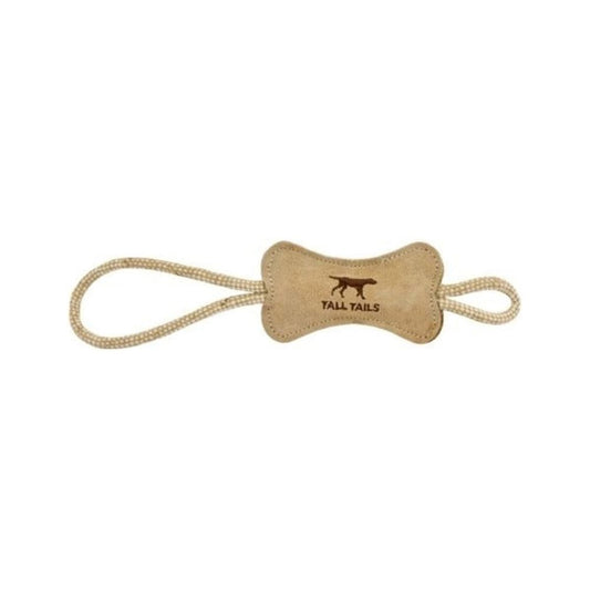 Tall Tails Dog Bone Tug Natural Leather 16 Inches