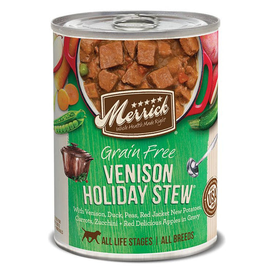 Merrick Venison Holiday Stew Canned Dog Food  12.7oz. (Case of 12)