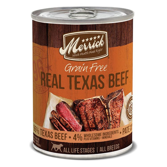 Merrick Grain Free Real Texas Beef Canned Dog Foods 12.7oz. (Case of 12)