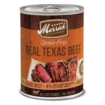 Merrick Grain Free Real Texas Beef Canned Dog Foods 12.7oz. (Case of 12)