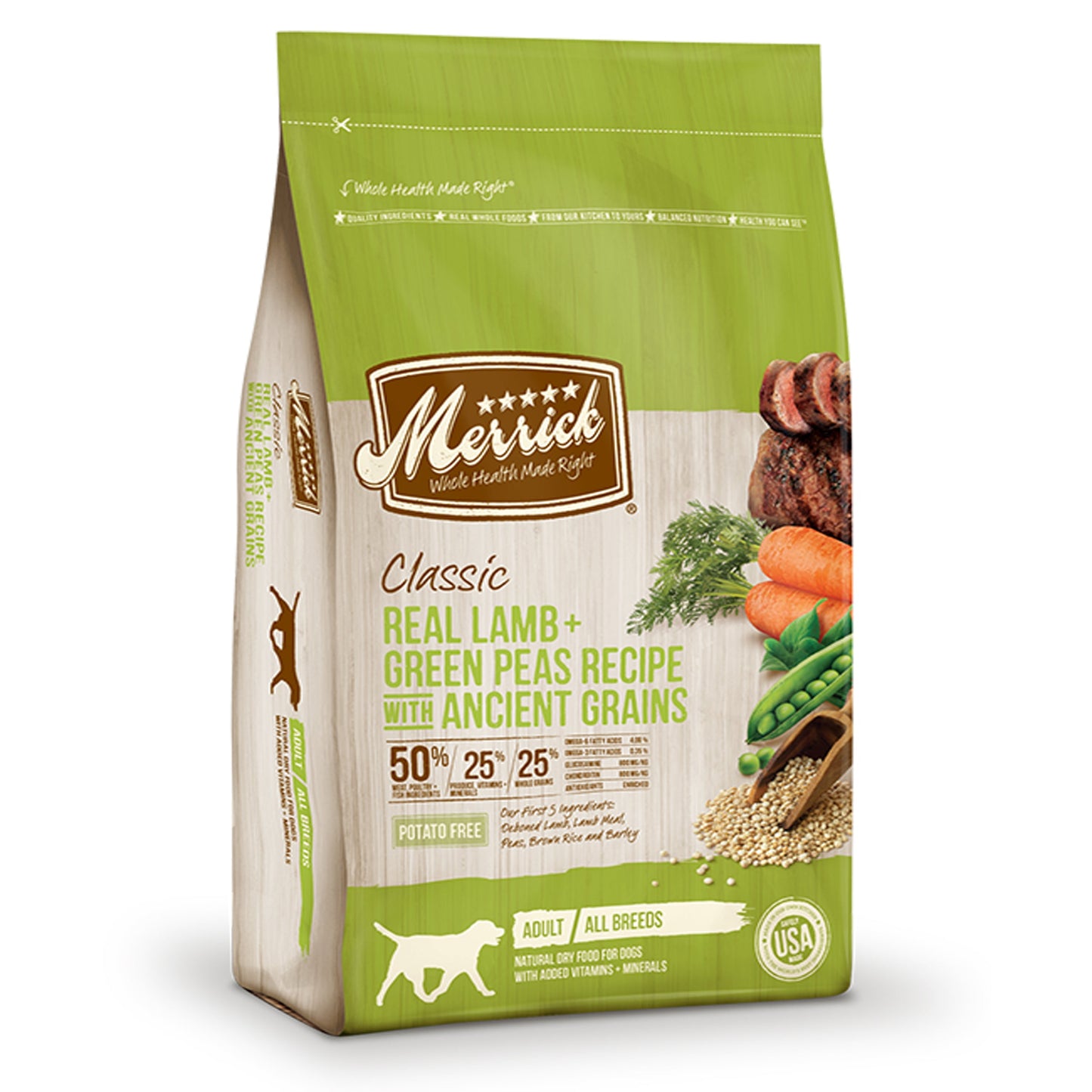 Merrick Classic Real Lamb And Green Peas Recipe With Ancient Grains Dog Food