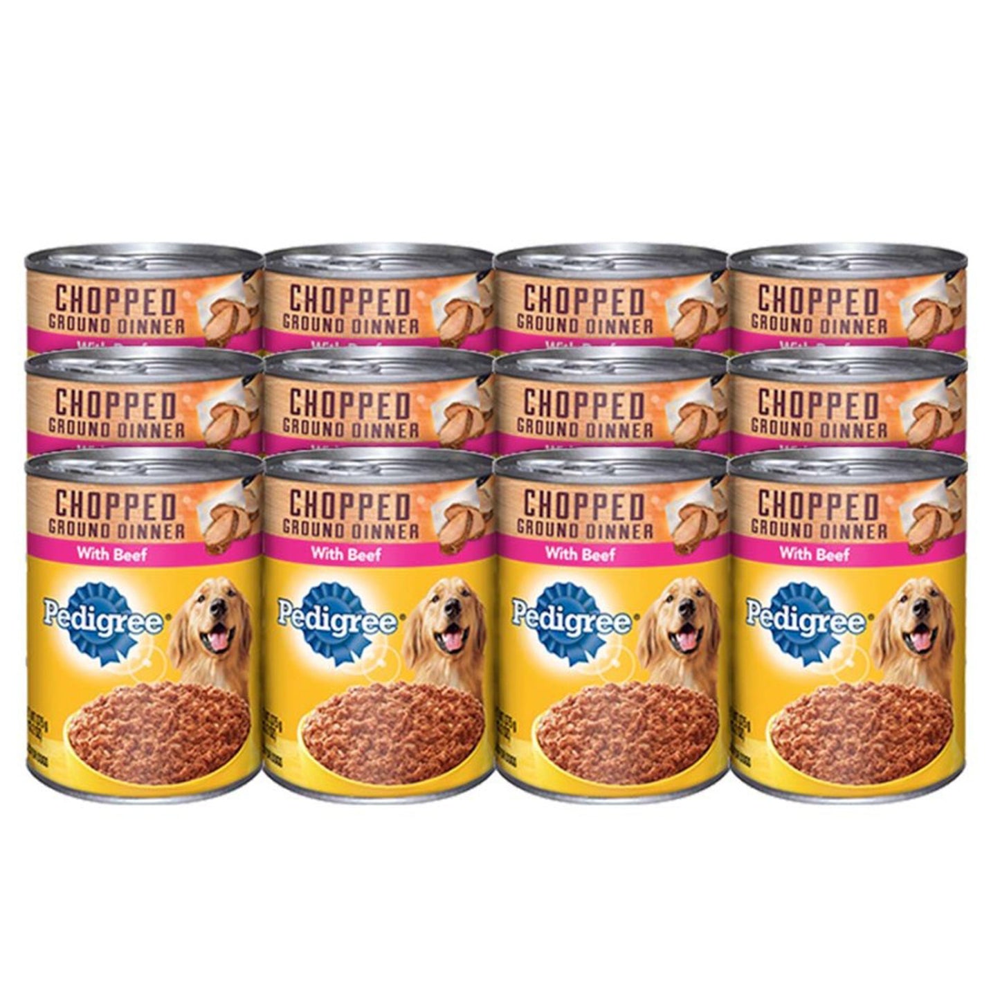 Pedigree Chopped Ground Dinner Adult Wet Dog Food Beef (Case of 12)
