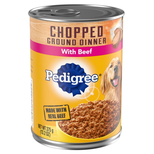 Pedigree Chopped Ground Dinner Adult Wet Dog Food Beef (Case of 12)