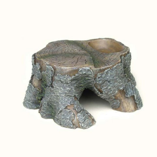 Weco Products Wecorama Sleepy Hollows Pine Stump Den Terrarium Ornament Gray/Brown