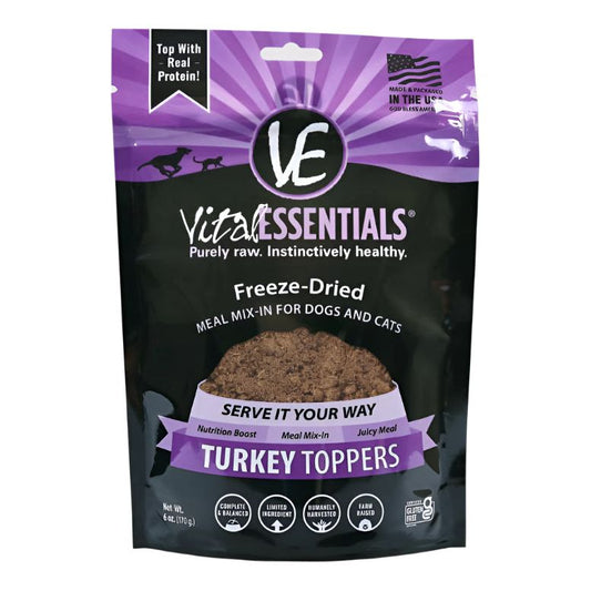 Vital Essentials Freeze Dried Dog And Cat Turkey - Toppers 6oz.