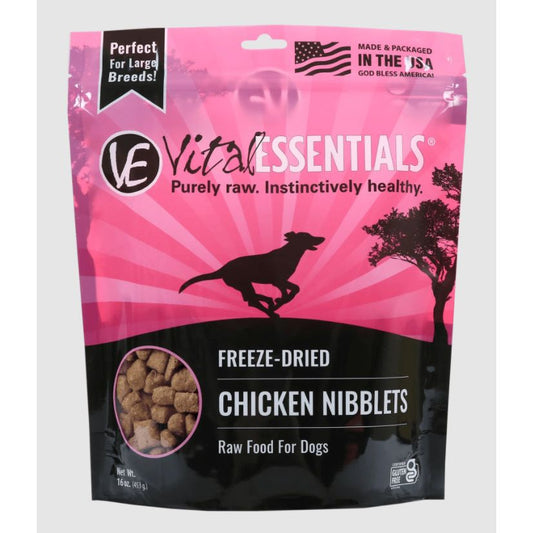 Vital Essentials Freeze Dried Grain-Free Chicken Nibblets Dog Food 1 Lb