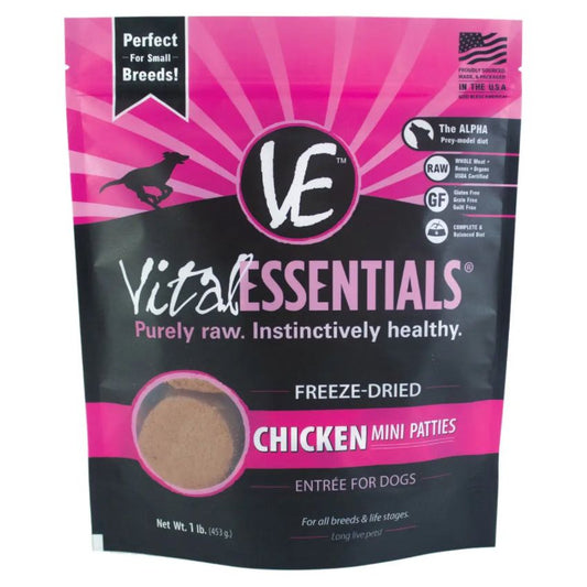 Vital Essentials Freeze Dried Grain Free Chicken Mini Patties 1 Lb