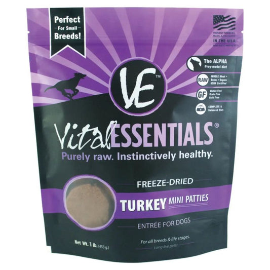 Vital Essentials Freeze Dried Turkey Mini Patties 1 Lb