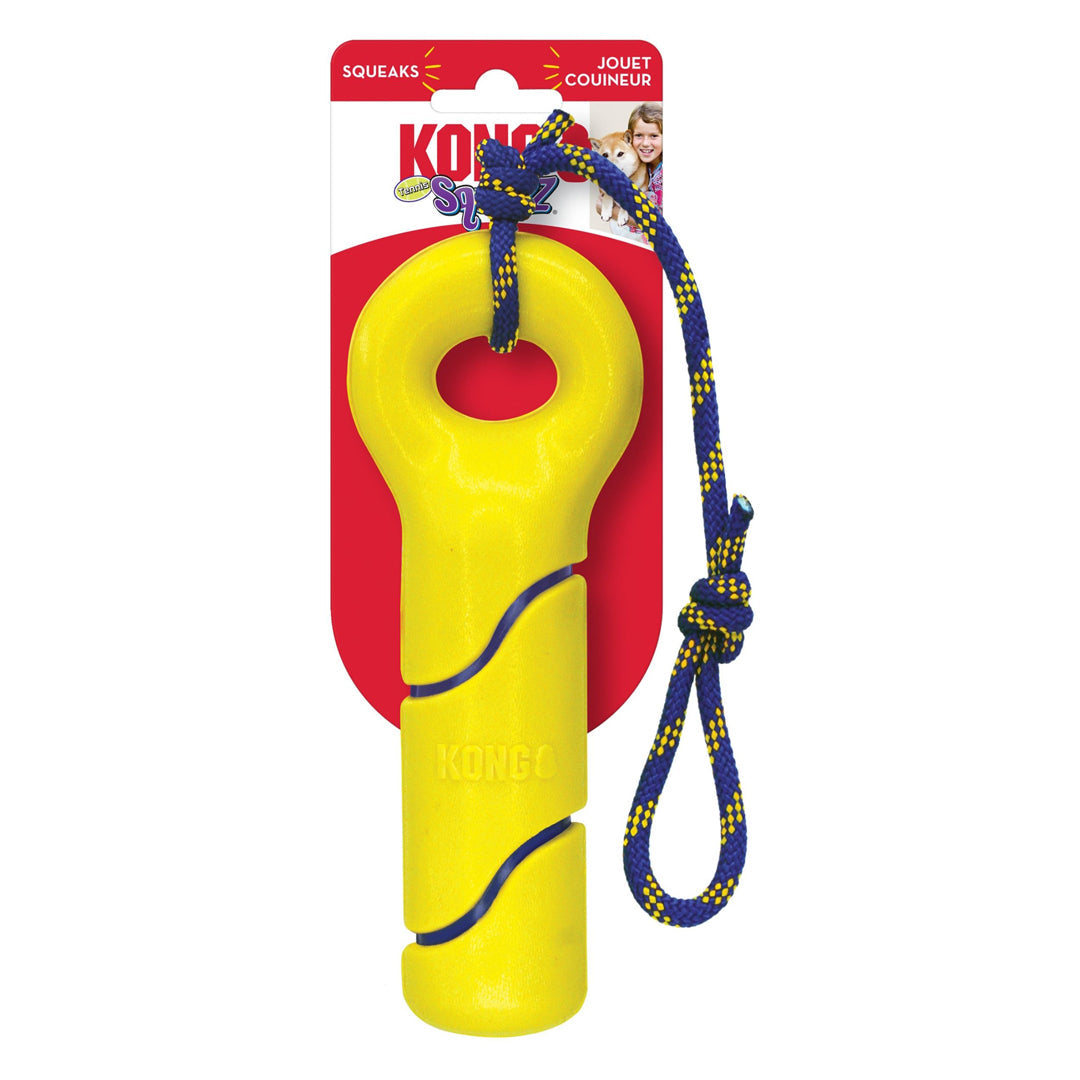 KONG Squeezz Tennis Buoy with Rope Dog Toy Durable Floating Fetch Toy for Dogs