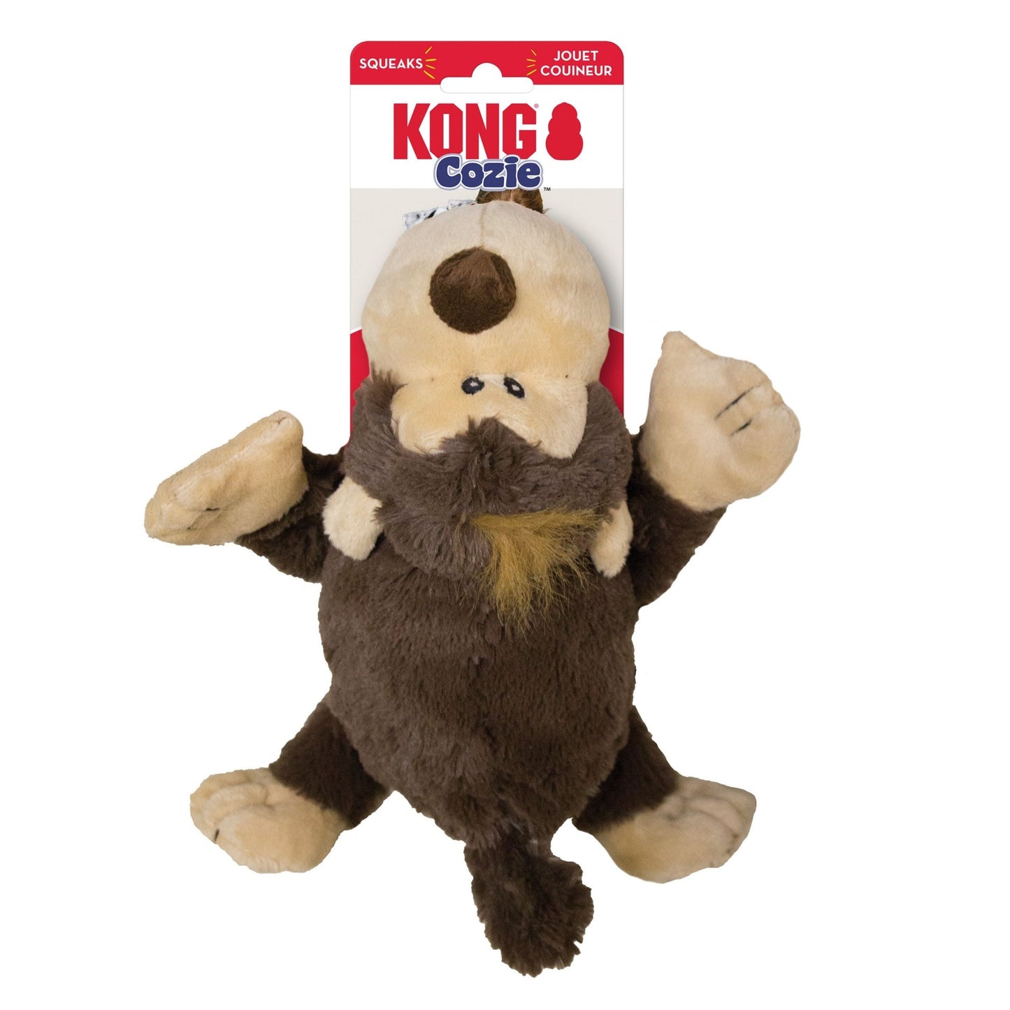 KONG Cozie Spunky Monkey Plush Dog Toy Soft and Durable for Interactive Play