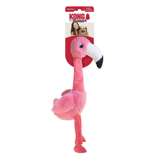 KONG Shakers Honkers Flamingo Dog Toy Durable Squeaky Chew Toy for Dogs