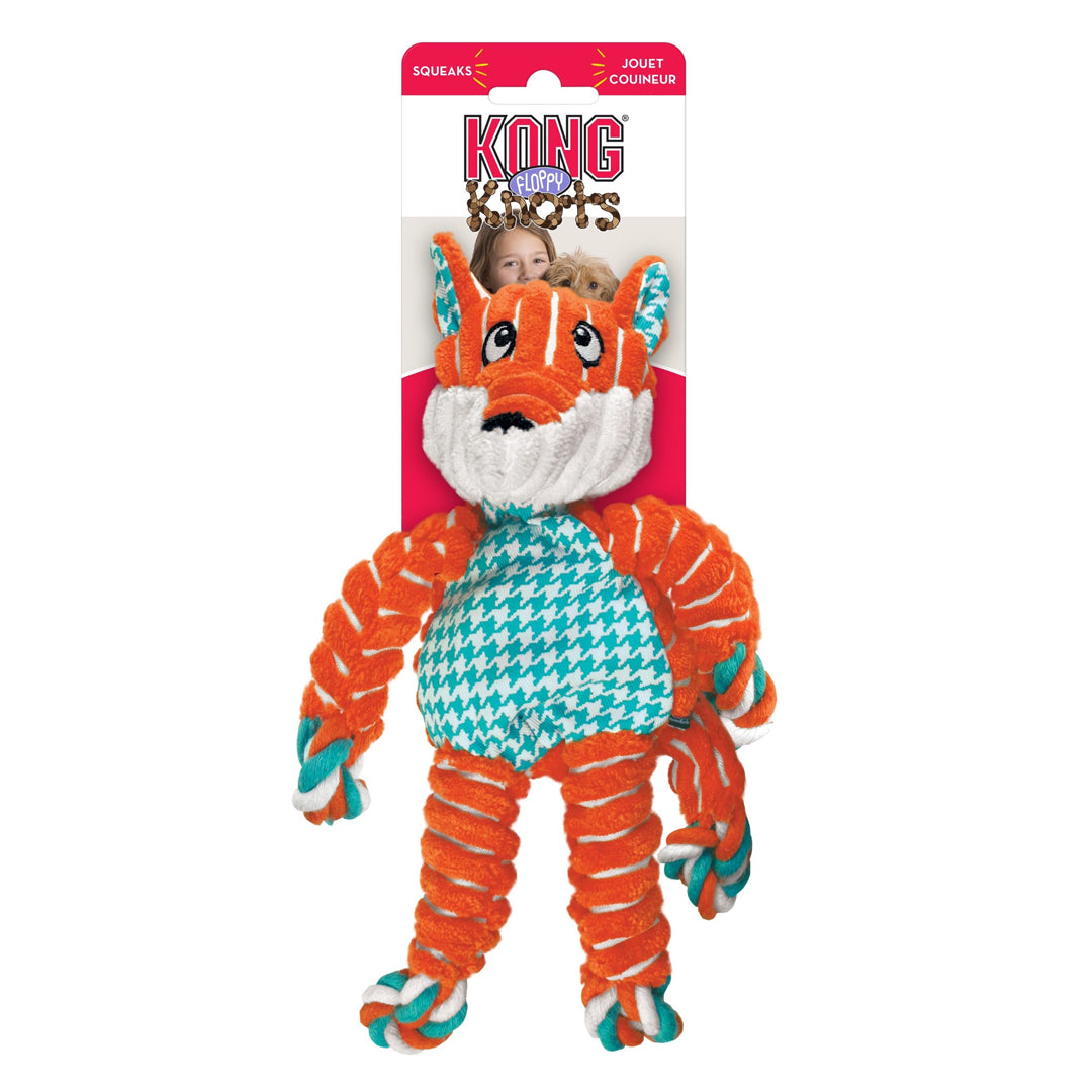 KONG Floppy Knots Fox Dog Toy Multi-Color Durable Chew Toy for Dogs