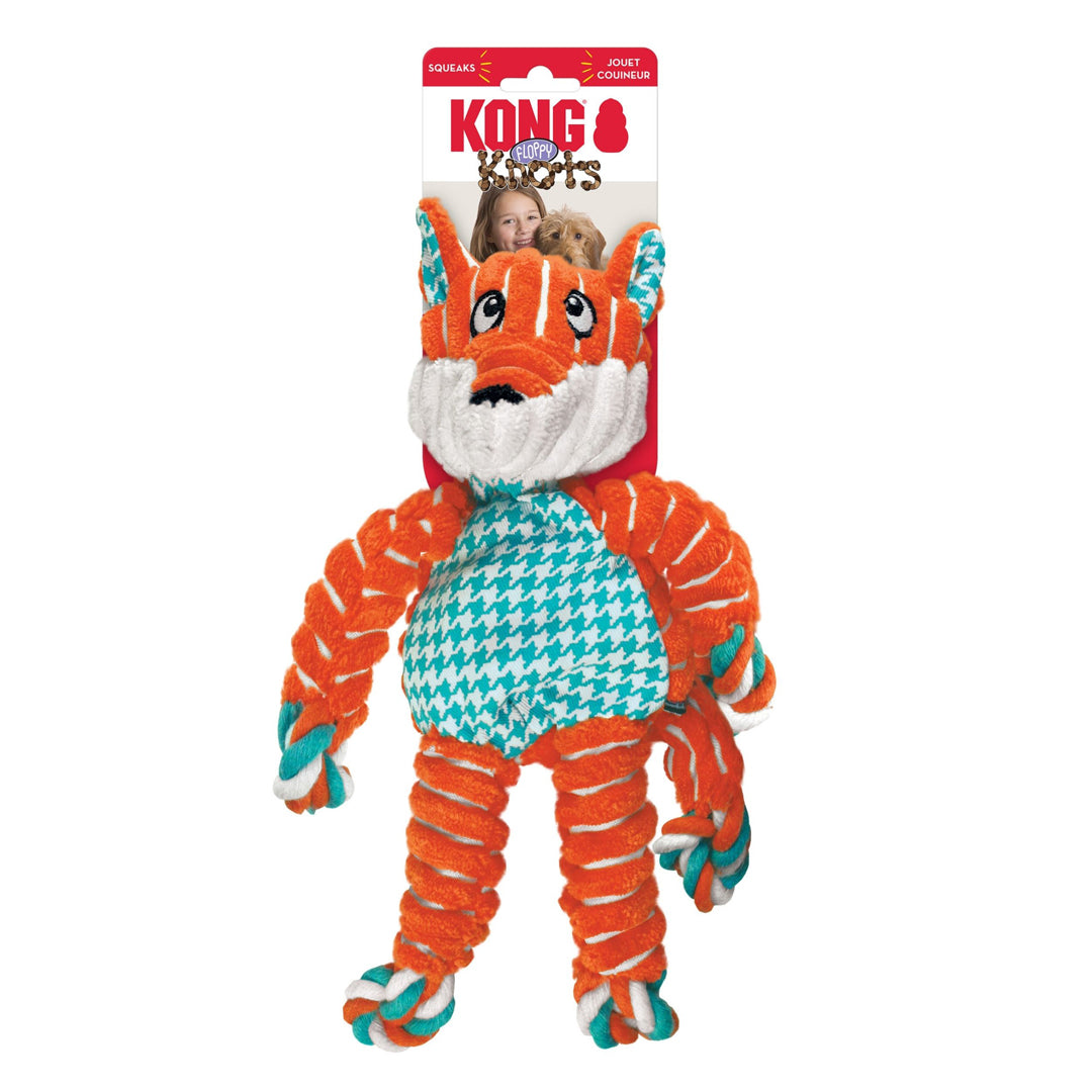 KONG Floppy Knots Fox Dog Toy Multi-Color Durable Chew Toy for Dogs