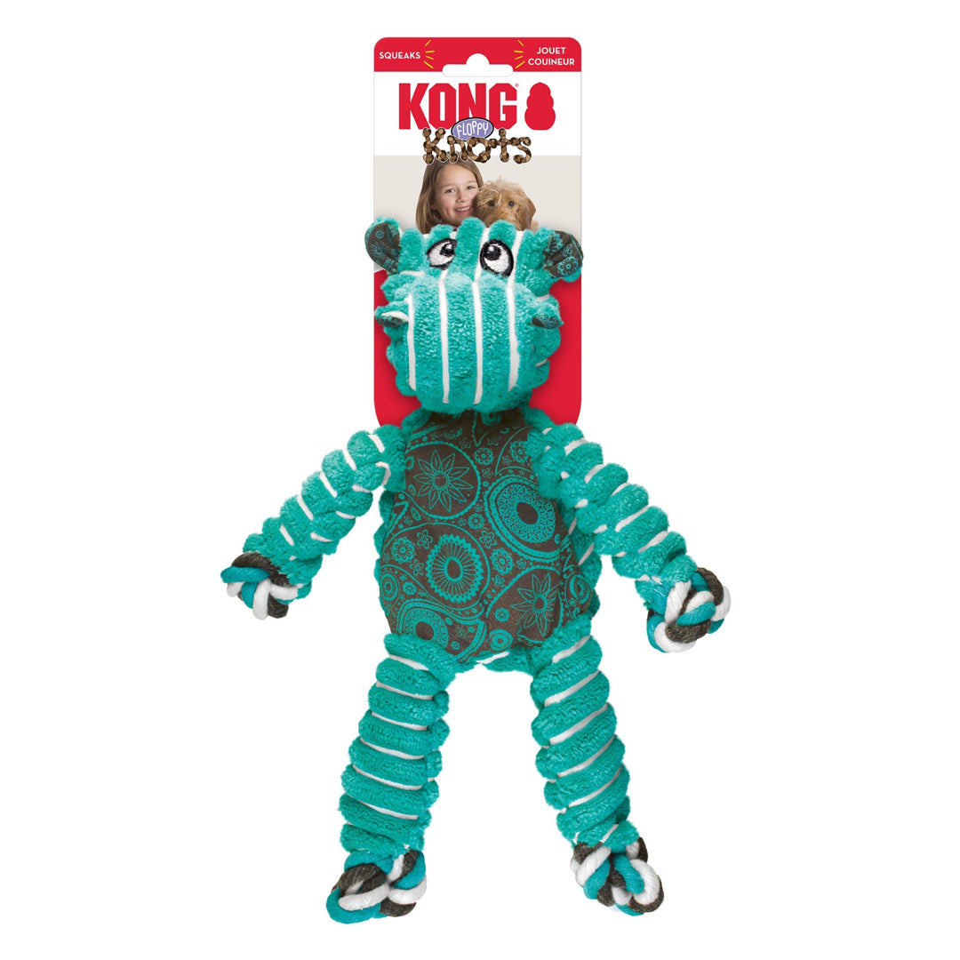 KONG Floppy Knots Hippo Dog Toy Durable Chew Toy for Dogs in Multiple Sizes
