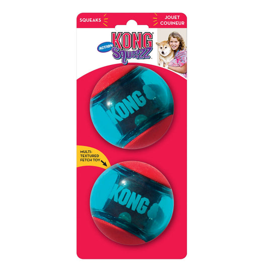 KONG Squeezz Action Ball Dog Toy Durable Interactive Fetch and Chew Toy for Dogs