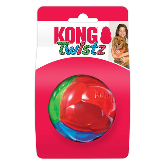 KONG Twistz Ball Dog Toy Multi-Color Durable Chew and Fetch Toy for Dogs