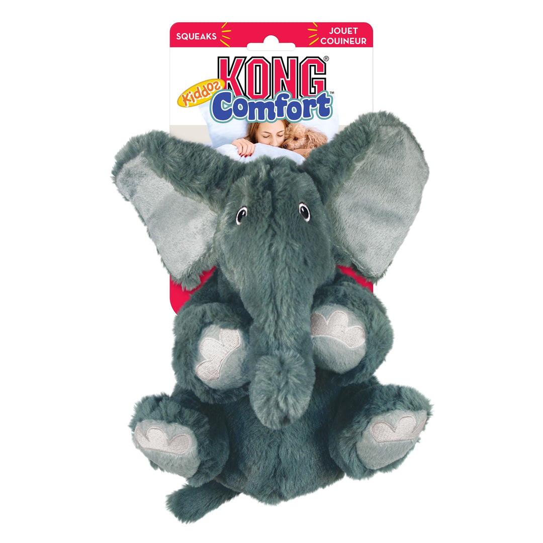 KONG Comfort Kiddos Elephant Dog Toy Durable Plush Squeaky Chew Toy for Puppies and Dogs