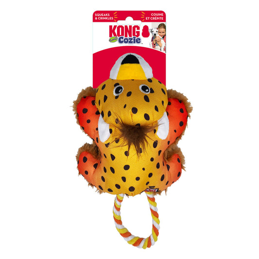 KONG Cozie Tuggz Dog Toy Cheetah Plush Durable Tugging Toy for Dogs