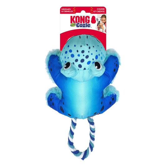 KONG Cozie Tuggz Dog Toy Frog Soft Plush Tug Toy for Dogs Durable and Fun