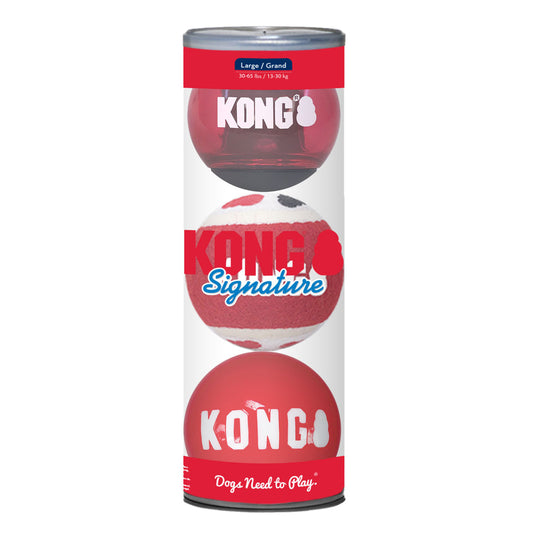 KONG Signature Ball Dog Toy Assorted Pack of Durable Chew Toys for Dogs