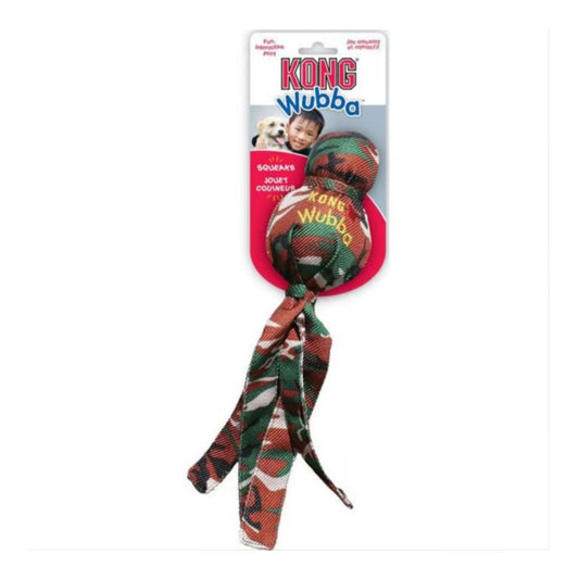 KONG Camo Wubba Dog Toy Assorted Durable Plush and Squeaky Pet Play Toy