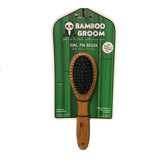 Bamboo Groom Oval Pin and Boar Bristle Brush for Gentle and Effective Grooming