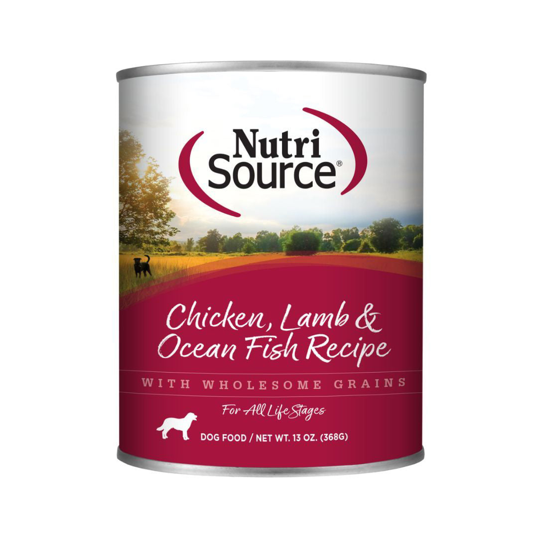 NutriSource Canned Dog Food Chicken, Lamb & Ocean Fish 13oz. (Case of 12)