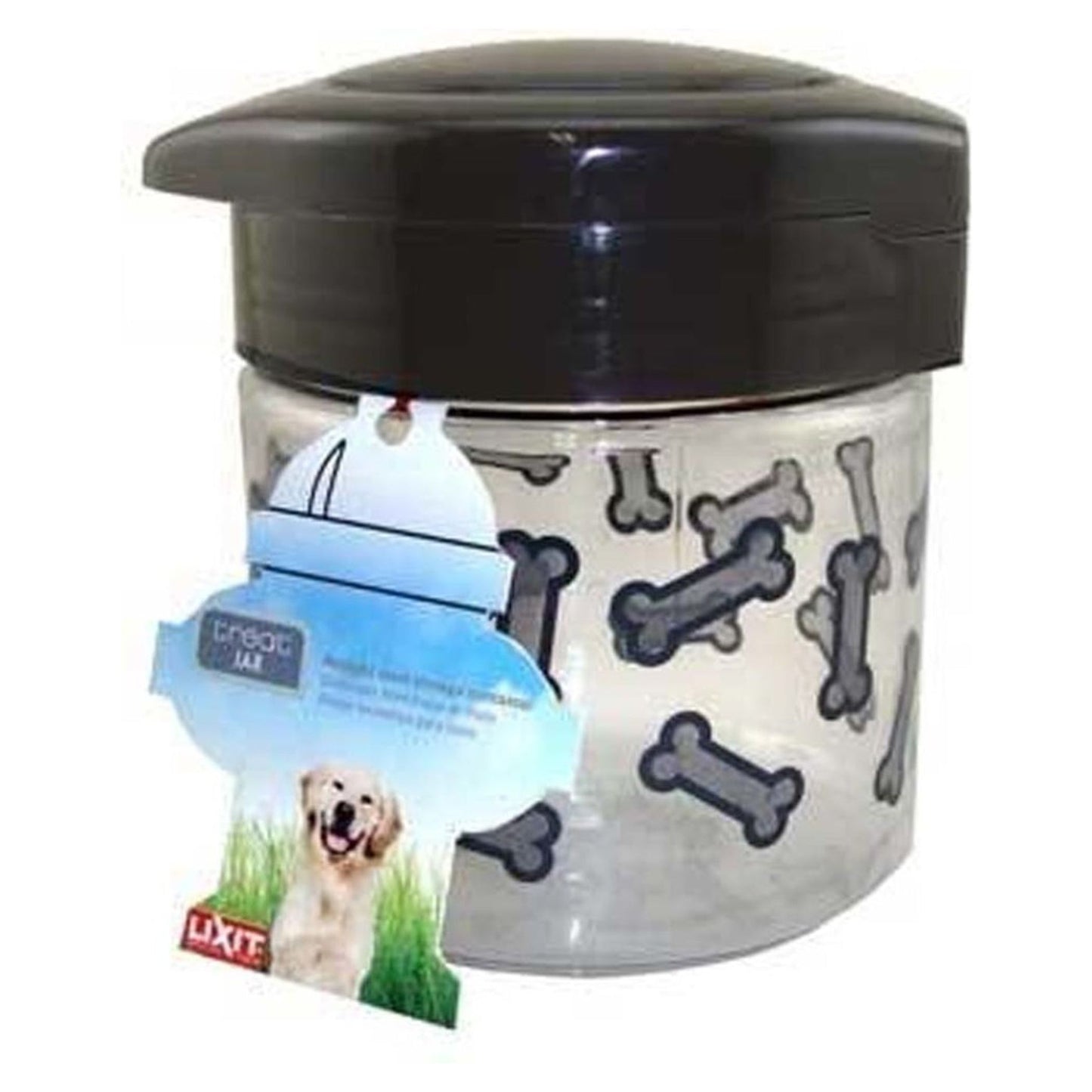 Lixit Dog Treat Jar Container Grey/Clear 1ea/MD