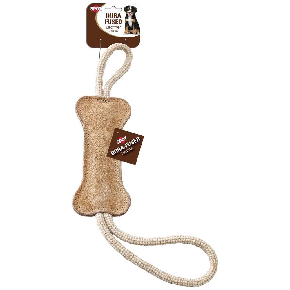 Dura-Fused Dog Toy Leather Bone Brown, White 1ea/18 in