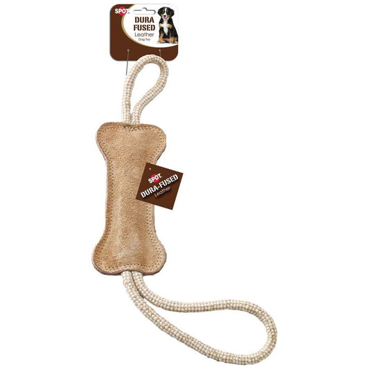 Dura-Fused Dog Toy Leather Bone Brown, White 1ea/18 in