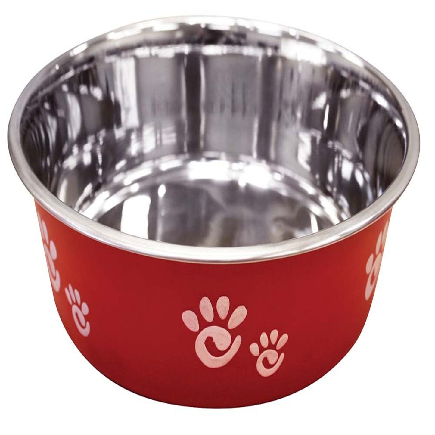 Spot Barcelona Stainless Steel Paw Print Dog Bowl in Multiple Sizes and Raspberry Color