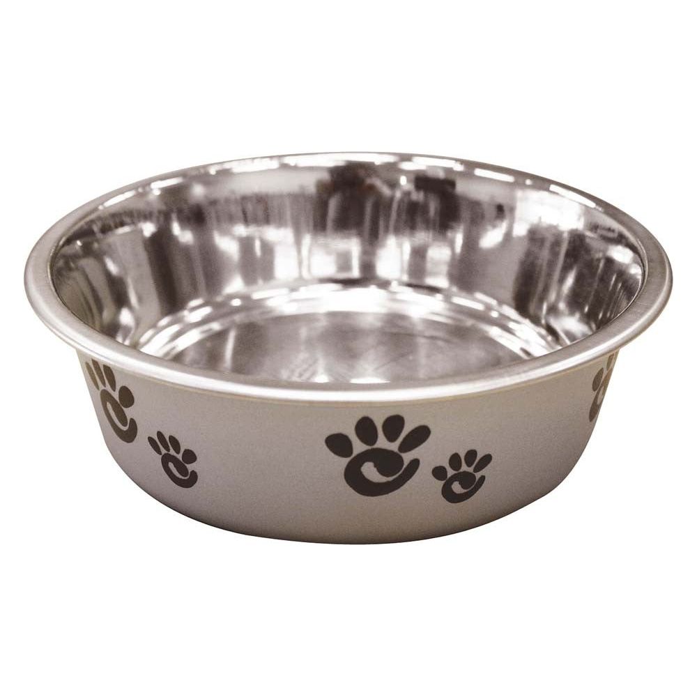 Spot Barcelona Stainless Steel Paw Print Dog Bowl Silver, Single Piece