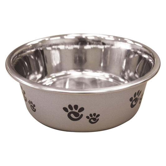 Spot Barcelona Stainless Steel Paw Print Dog Bowl Silver, Single Piece