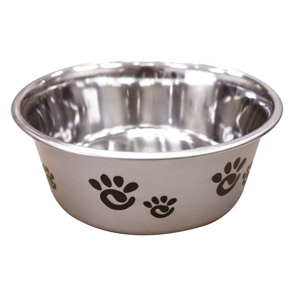 Spot Barcelona Stainless Steel Paw Print Dog Bowl Silver, Single Piece